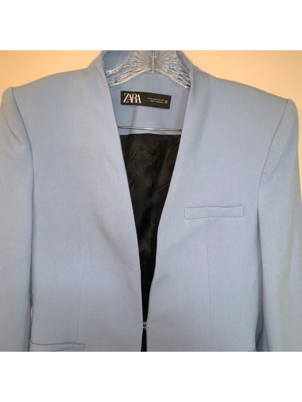 Zara Bloggers Fav Lapelless Fitted Blazer Blue M - Picture 14 of 16